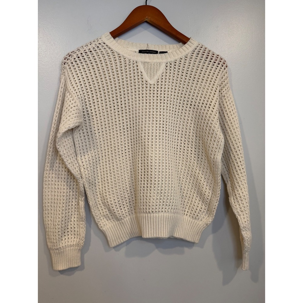 Jeanne Pierre Open Knit Sweater Large Cottagecore Coastal Causal Chic Boho Layer